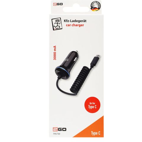 2GO Kfz-Ladegerät 12V/24V - schwarz USB Type-C 3.1 3000mA