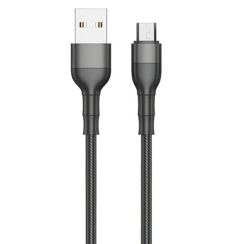 2GO USB Lade-/Datenkabel USB-A - Micro-USB  1m Nylon schwarz