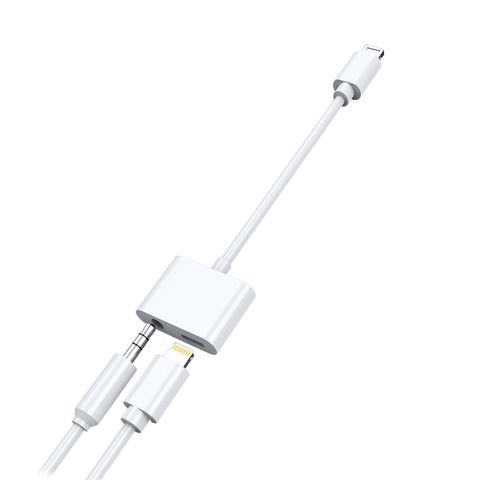 2GO Audio-Lade-Adapter Stereo Lightning 10cm  weiß