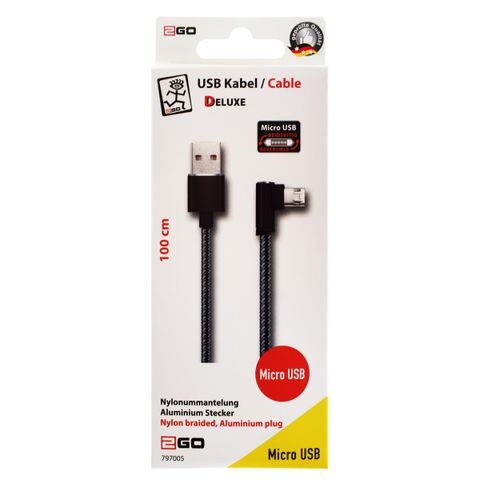 2GO USB Lade-/Datenkabel "Deluxe" für Micro-USB 1m sw