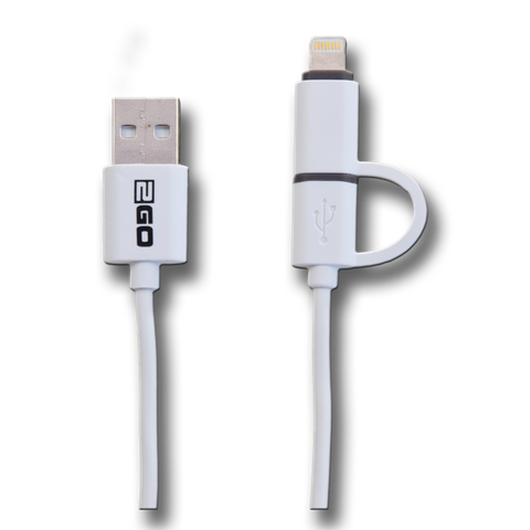 2GO 2in1 USB Lade-/Datenkabel f. Micro-USB & Apple 100cm ws