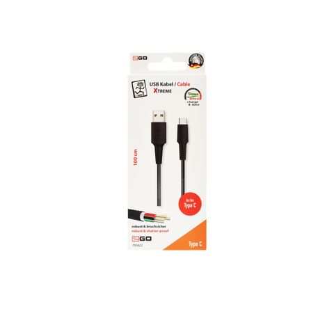 2GO USB Lade-/Datenkabel "Xtreme" USB Type C 3.1  1m schwarz