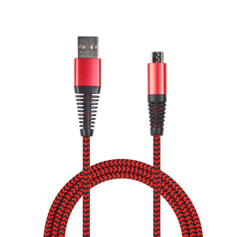 2GO USB Lade-/Datenkabel USB-A - Micro-USB   1m Nylon  rot