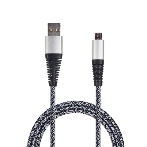 2GO USB Lade-/Datenkabel USB-A - Micro-USB  1m  Nylon silber