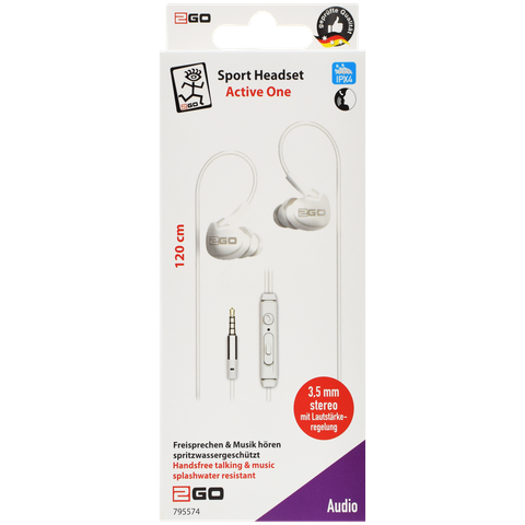 2GO In-Ear Sport-Headset "Active" m. Rufann.&Lautstärker. we