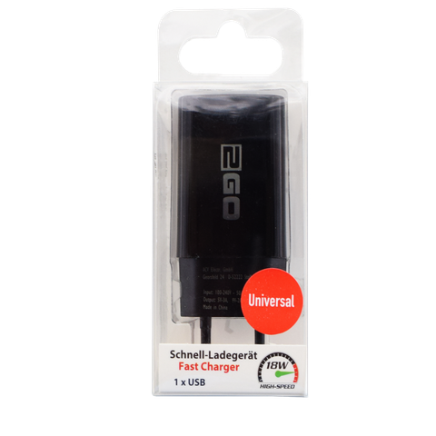 2GO Ladegerät 18W  1x USB-C  schwarz