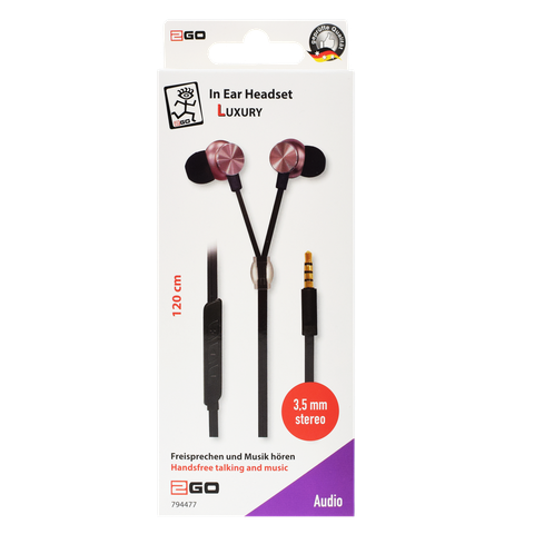 2GO In-Ear Stereo-Headset "Luxury" Zipper-Style   rosé