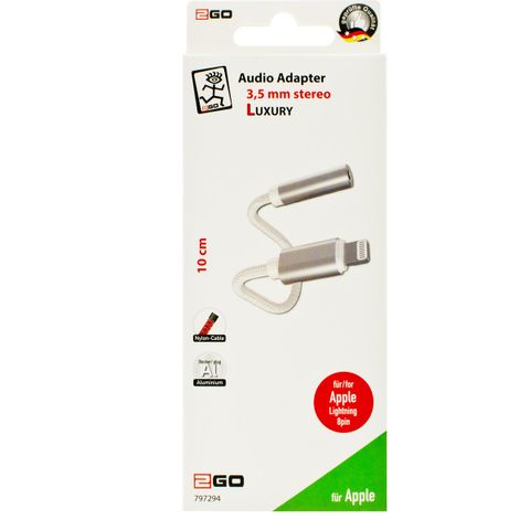 2GO Audio Adapter "Luxury" Stereo Lightning 10cm  weiß